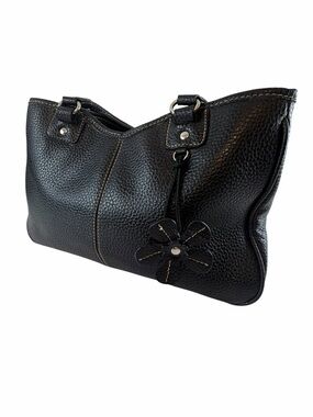 Relic Black Pebbled Shoulder Bag with Flower Charm